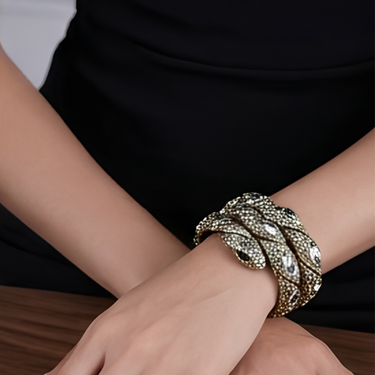 Gold-Tone Pavé Snake Wrap Bracelet