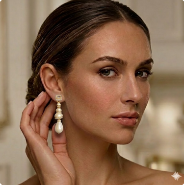Tiered Pearl Crystal Drop Earrings