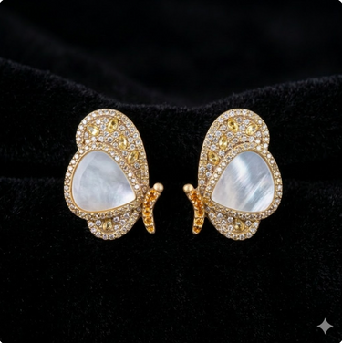 Mother of Pearl Butterfly Crystal Earrings