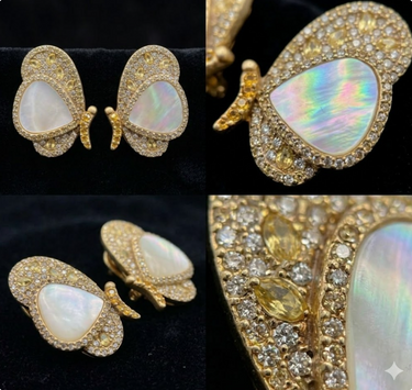 Mother of Pearl Butterfly Crystal Earrings