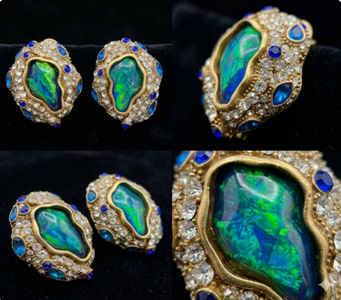 Iridescent Opal Style Crystal Cocktail Earrings
